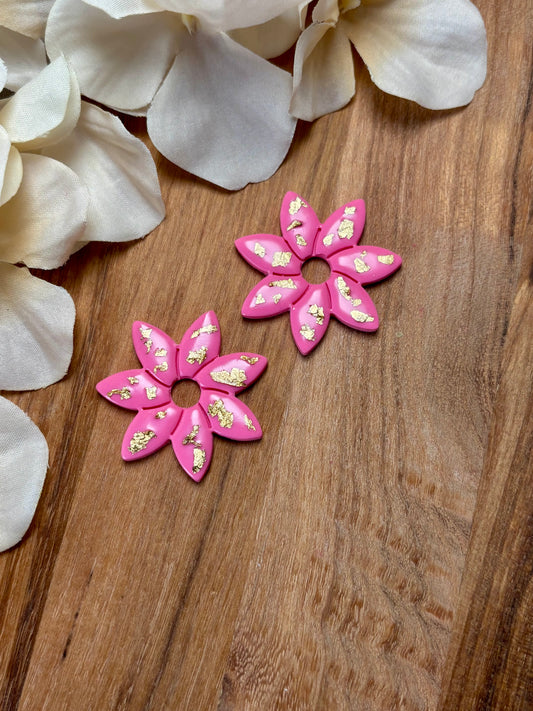 Fiore stor med gullflak · Hot pink
