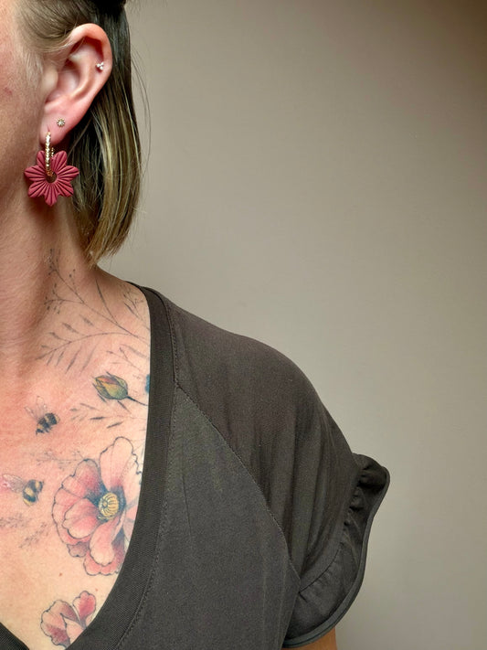 Fiore striper · Burgunder